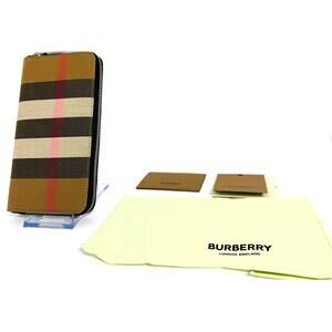 Burberry Pink Stripe Exploded Check Large Zip Around Wallet NWT and Dust Bag